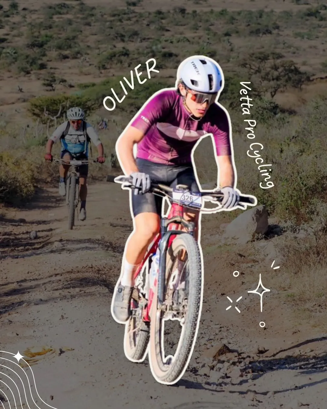 Oliver Jabalera en bici de montaña, con el número 326, en una carrera de terracería